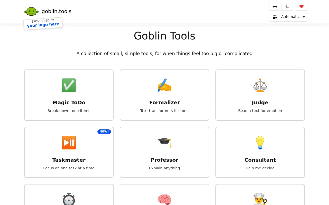 Goblin Tools screenshot