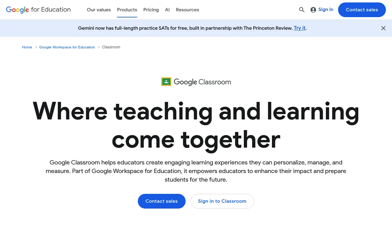 Google Classroom screenshot