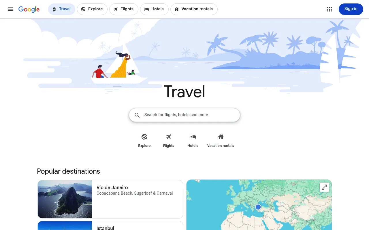 Google Travel screenshot