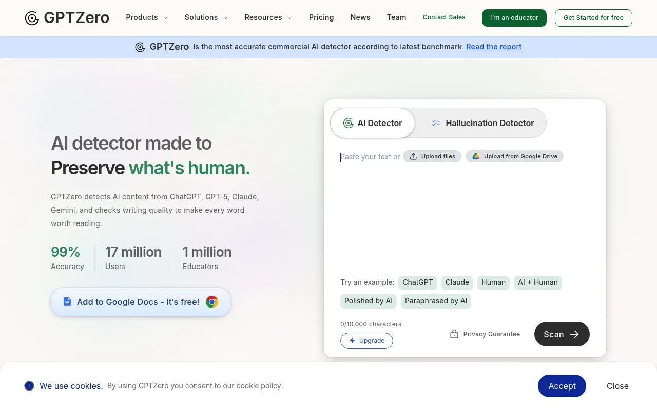 GPTZero screenshot
