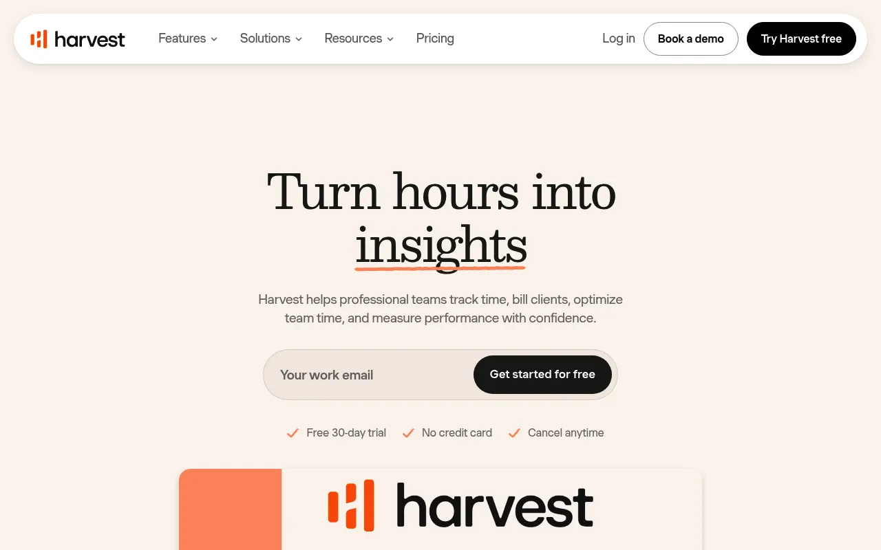 Harvest screenshot