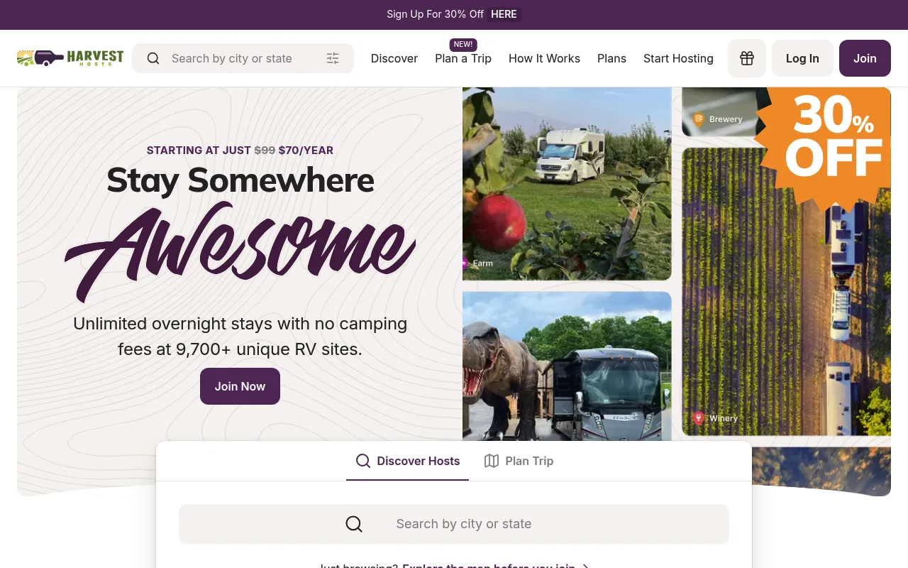 Harvest Hosts screenshot