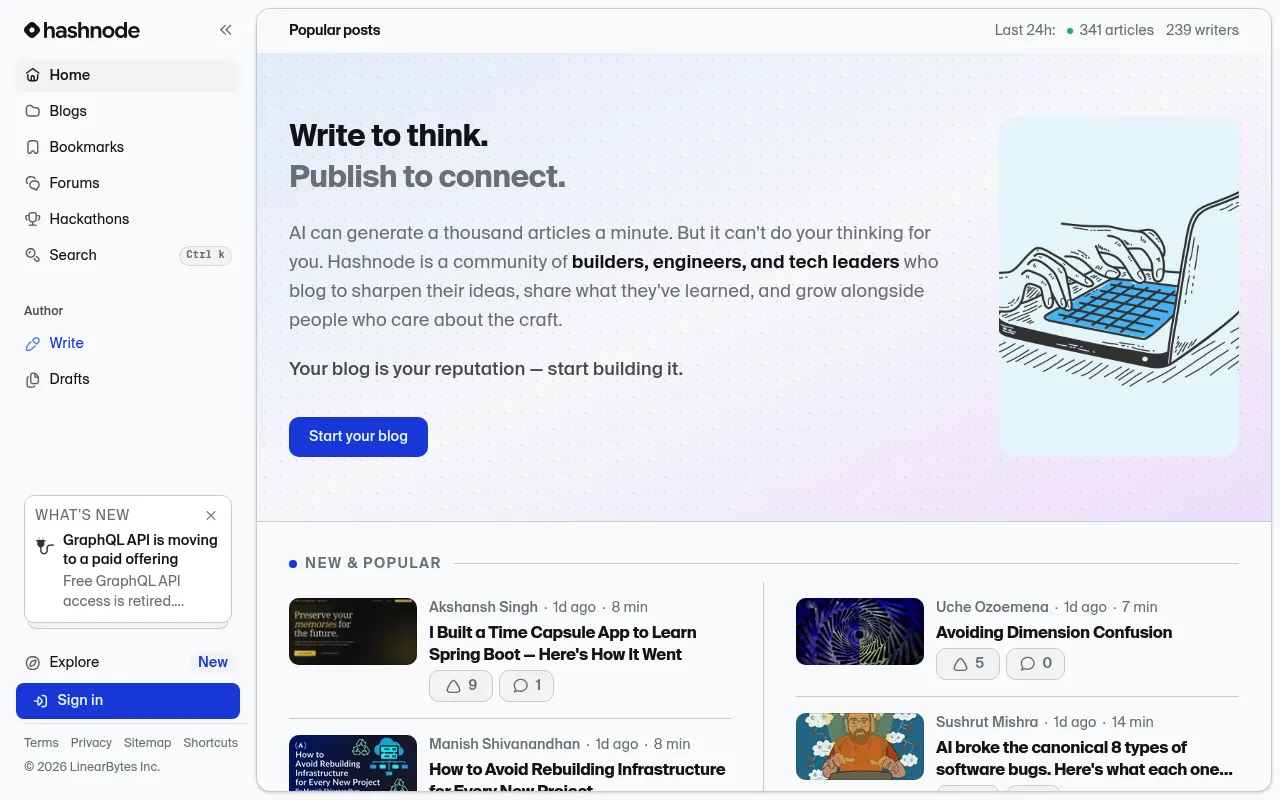 Hashnode screenshot