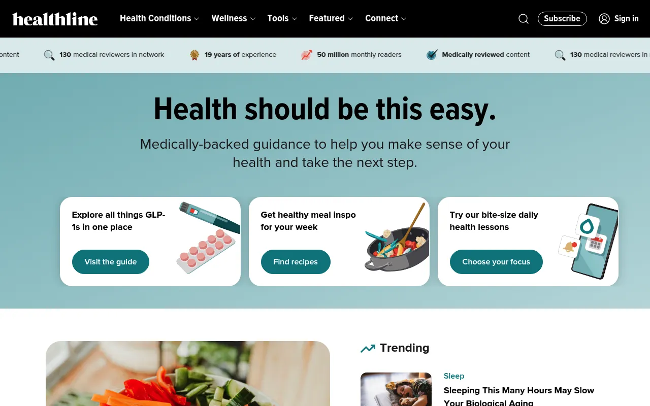 Healthline screenshot