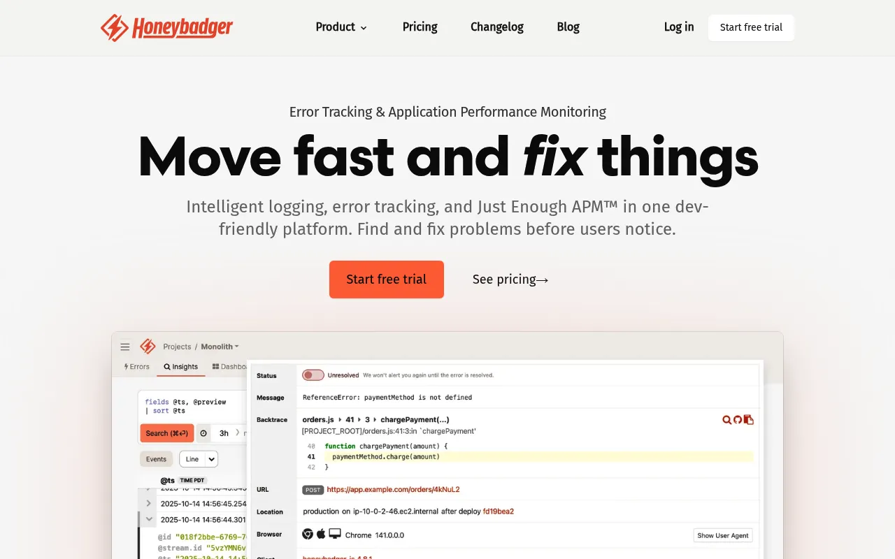 Honeybadger screenshot