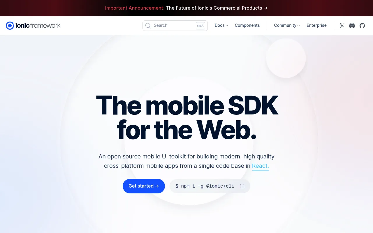 Ionic Framework screenshot