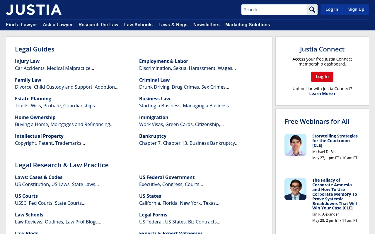 Justia screenshot