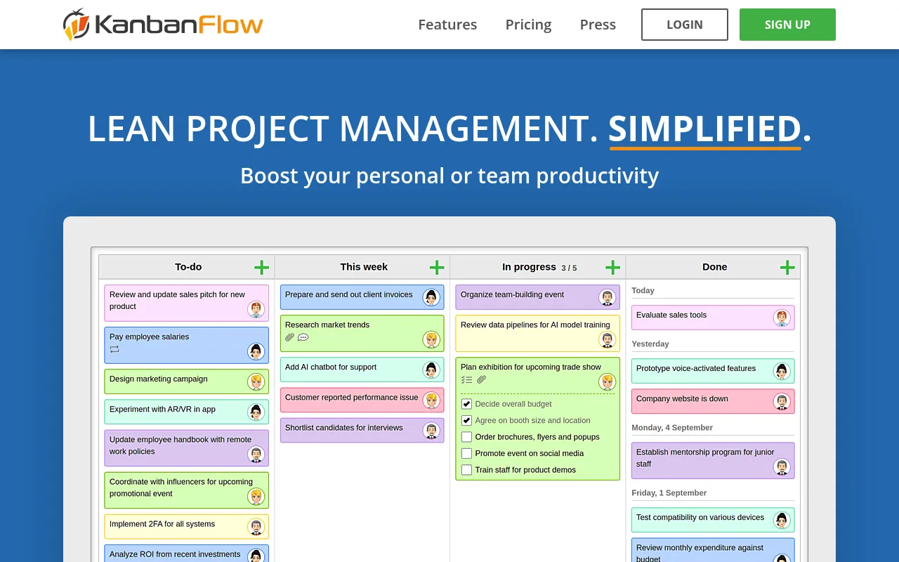 KanbanFlow screenshot