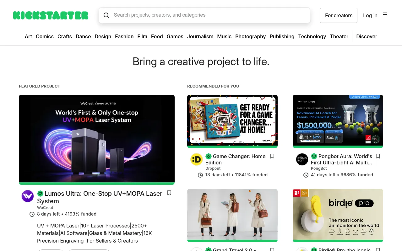 Kickstarter screenshot