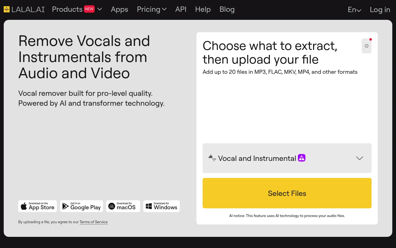 LALAL.AI screenshot