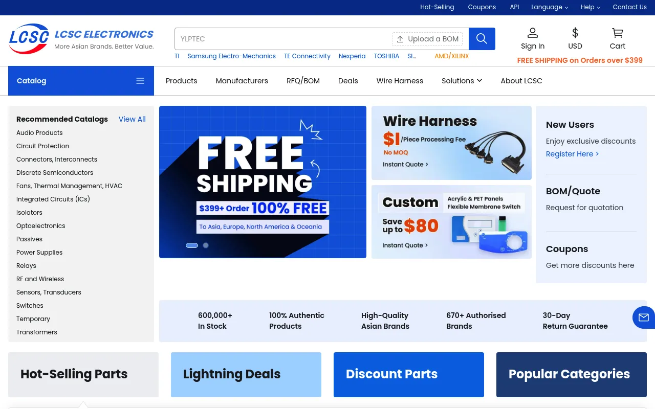 LCSC Electronics screenshot