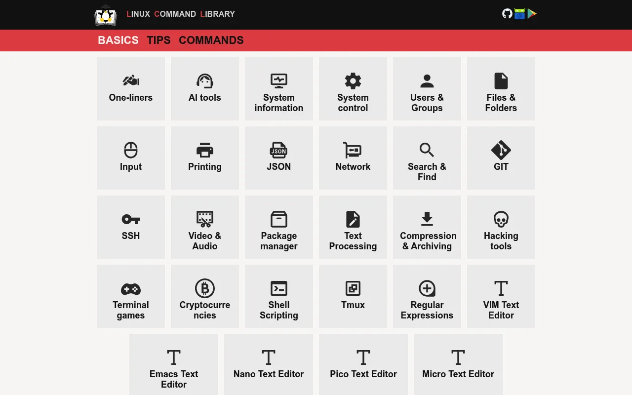 Linux Command Library screenshot