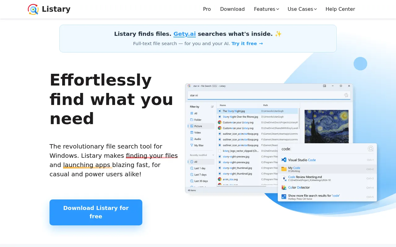Listary screenshot