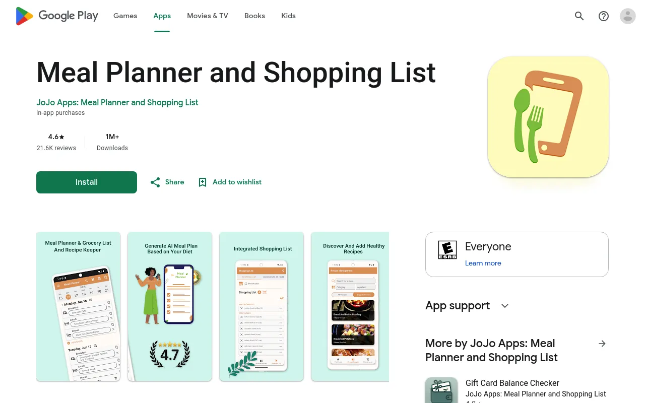 Meal Planner and Shopping List screenshot