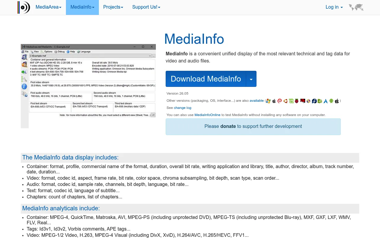 MediaInfo screenshot