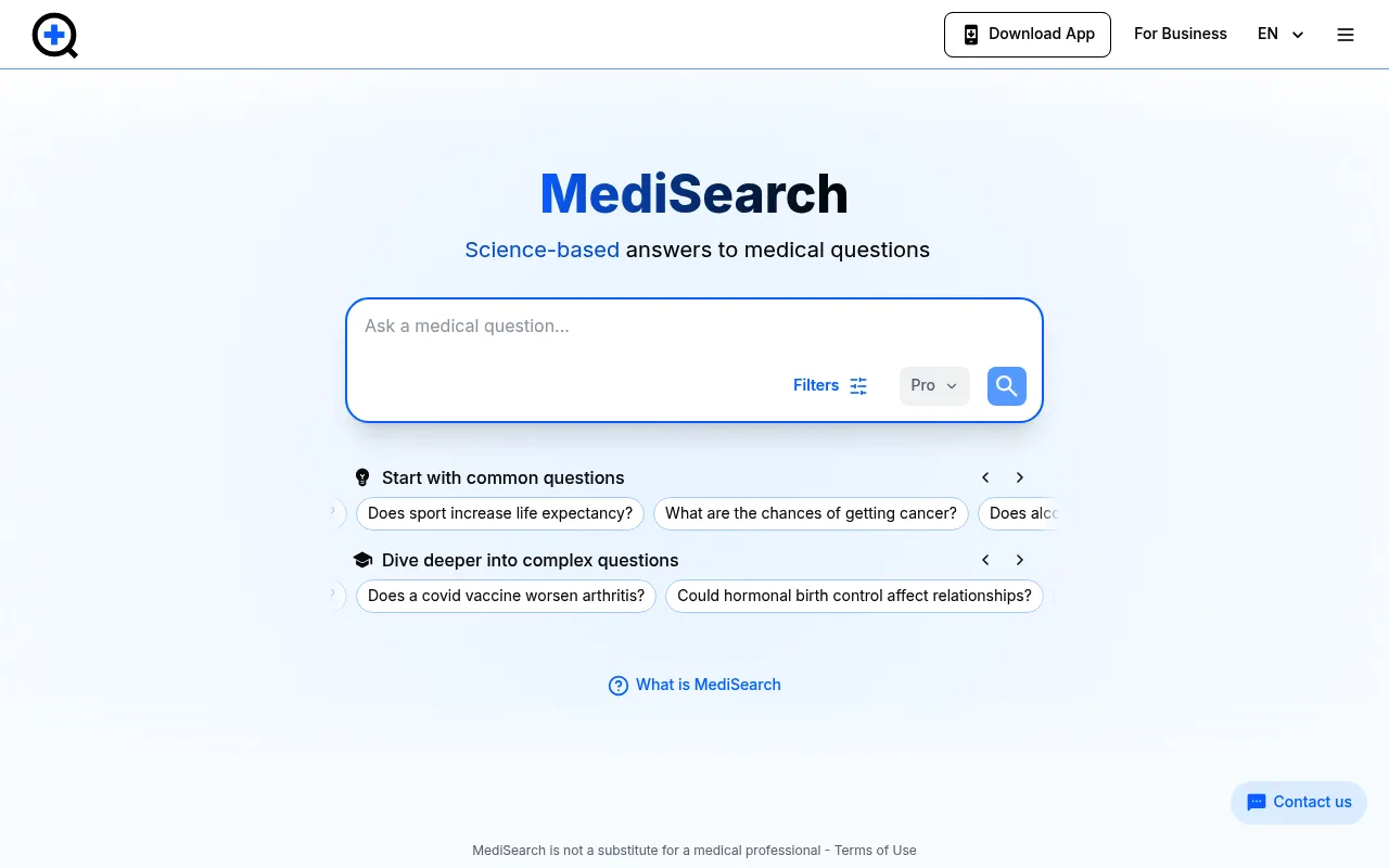 MediSearch screenshot