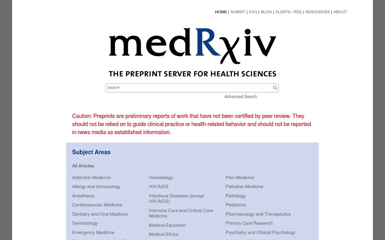 medRxiv screenshot