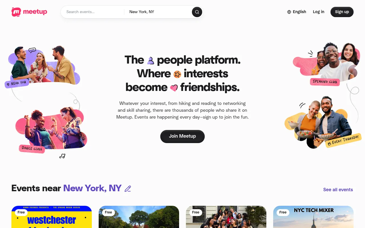 Meetup screenshot
