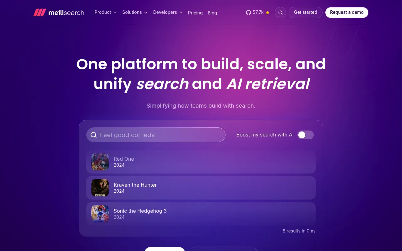 Meilisearch screenshot