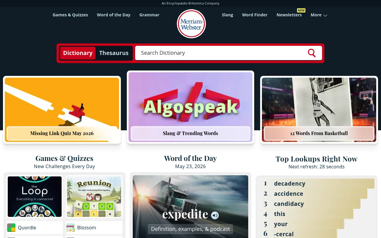 Merriam-Webster screenshot