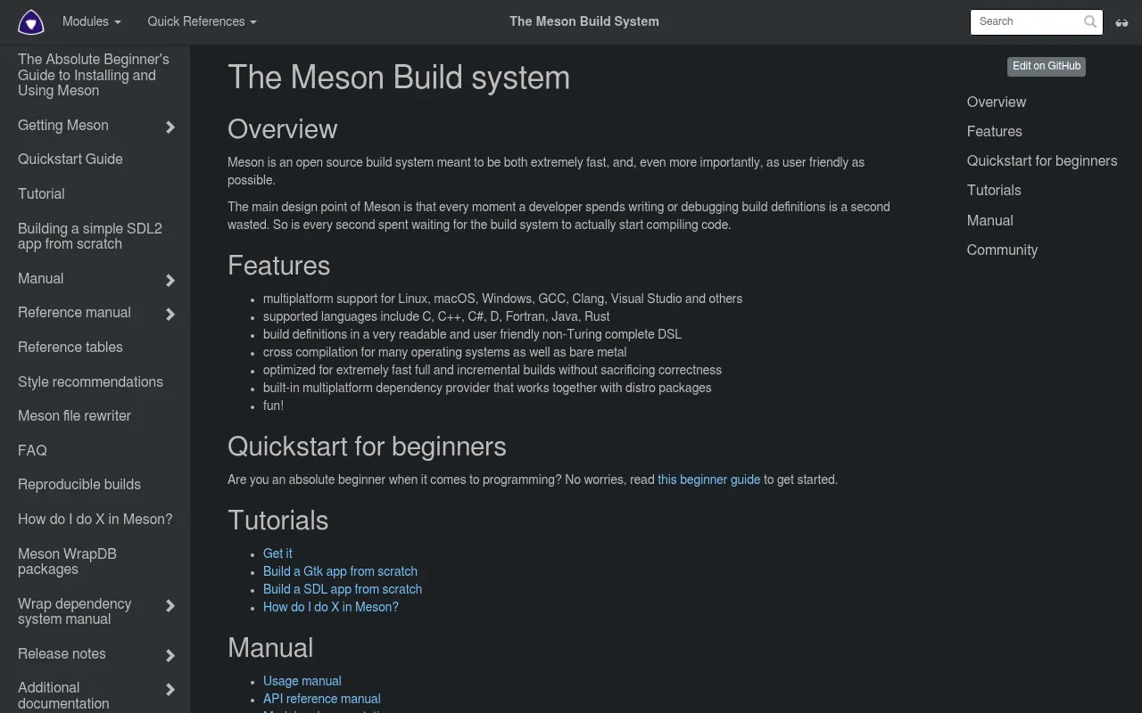 Meson Build System screenshot