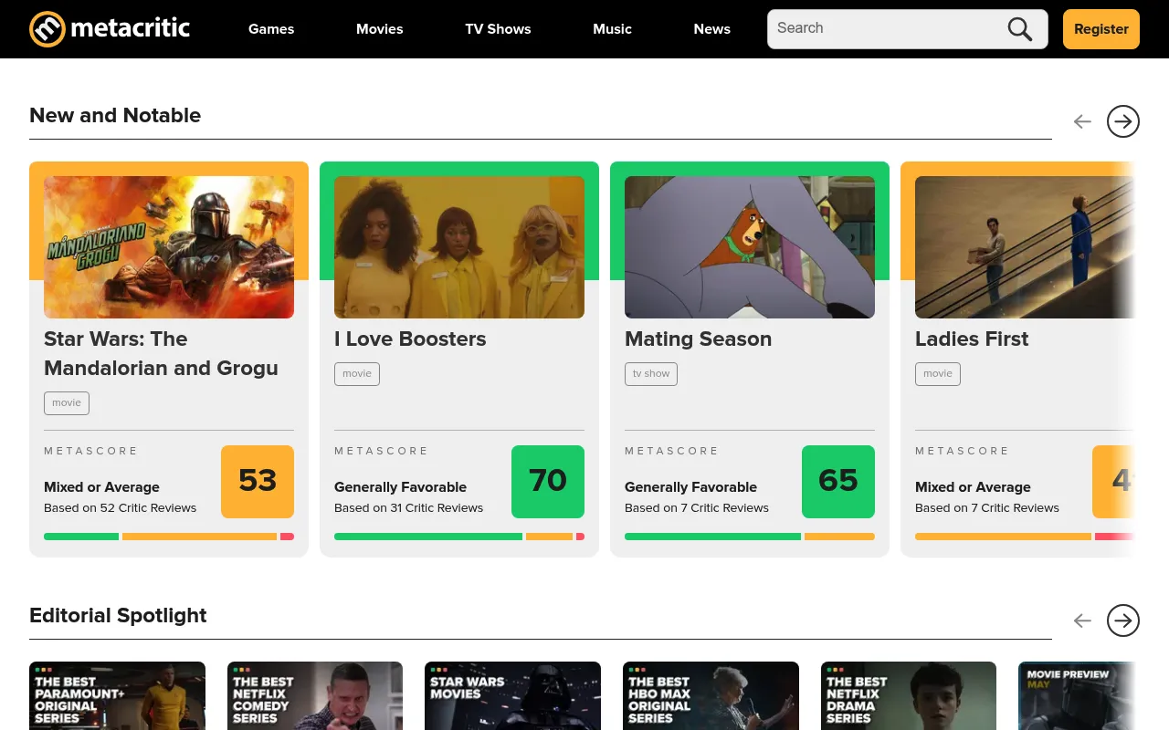 Metacritic screenshot