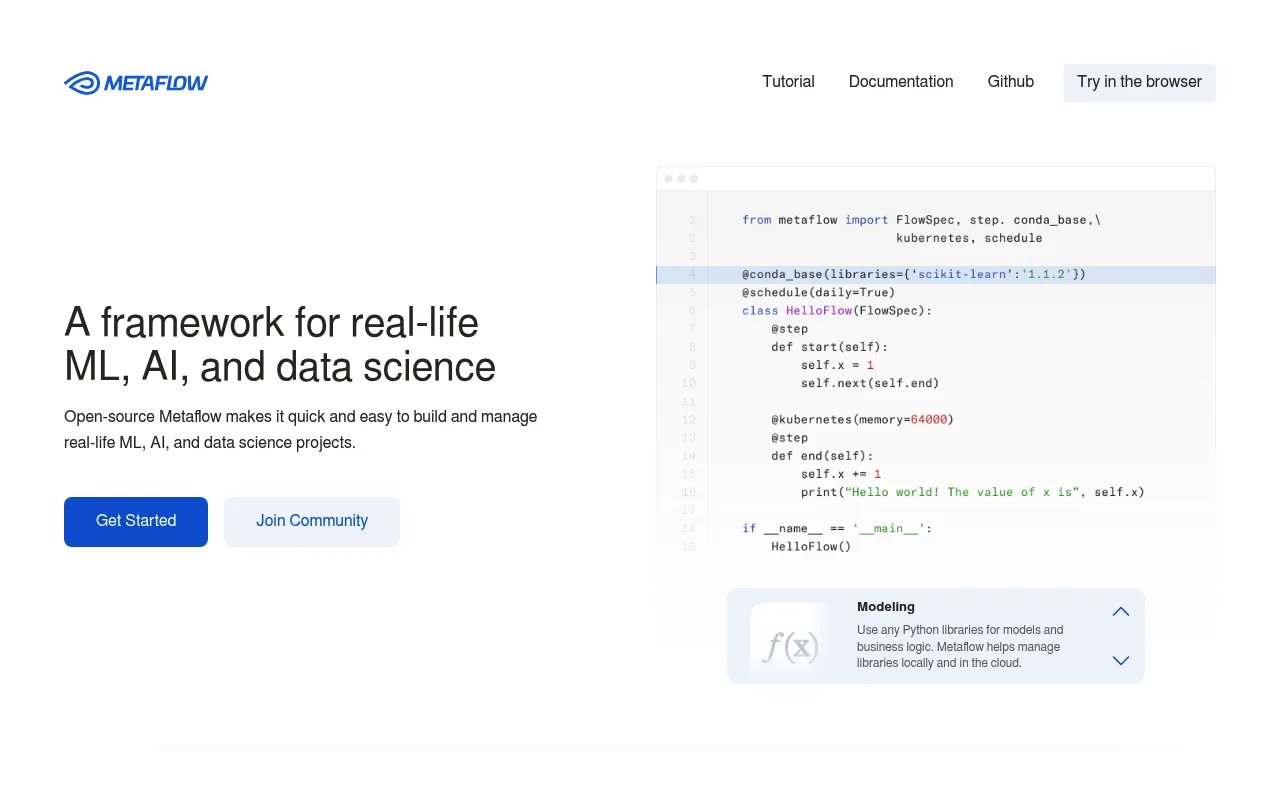 Metaflow screenshot