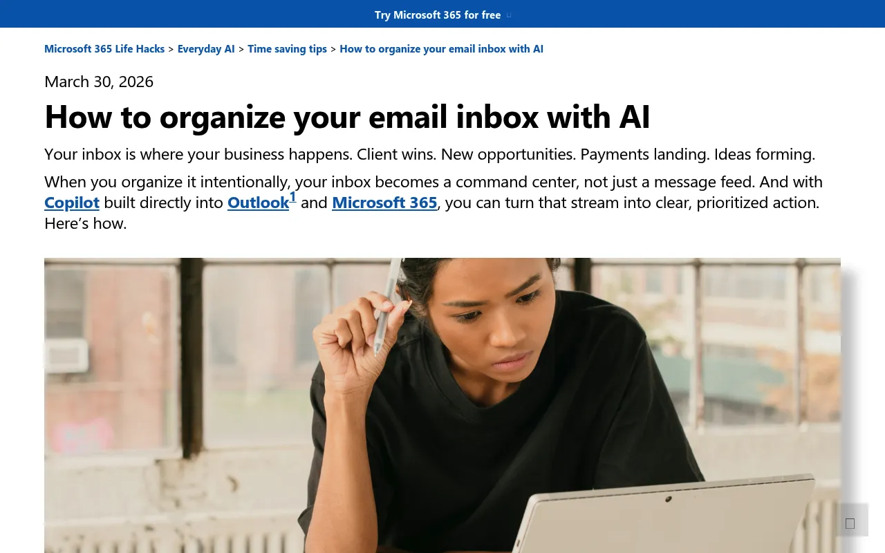 Microsoft 365 Copilot in Outlook screenshot