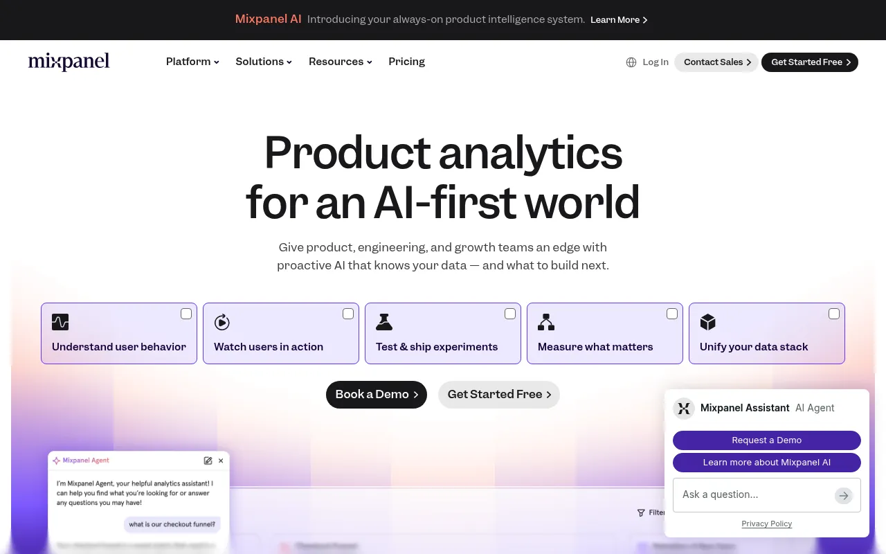 Mixpanel screenshot