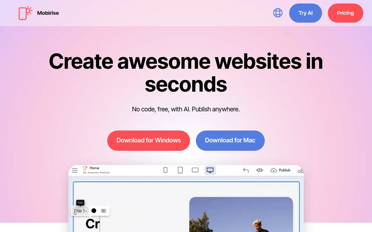 Mobirise screenshot