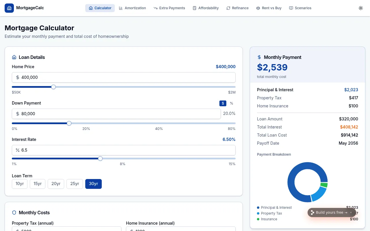 Mortgage Calculator screenshot