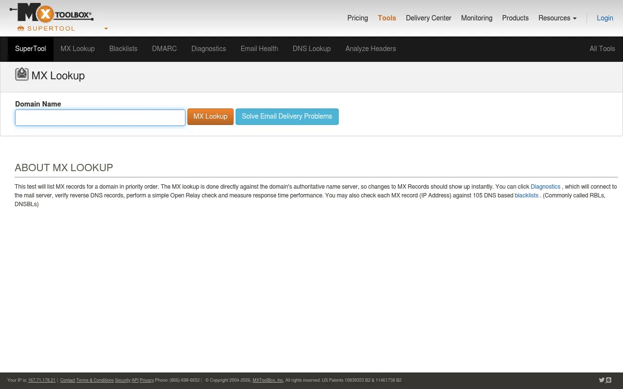 MxToolbox screenshot