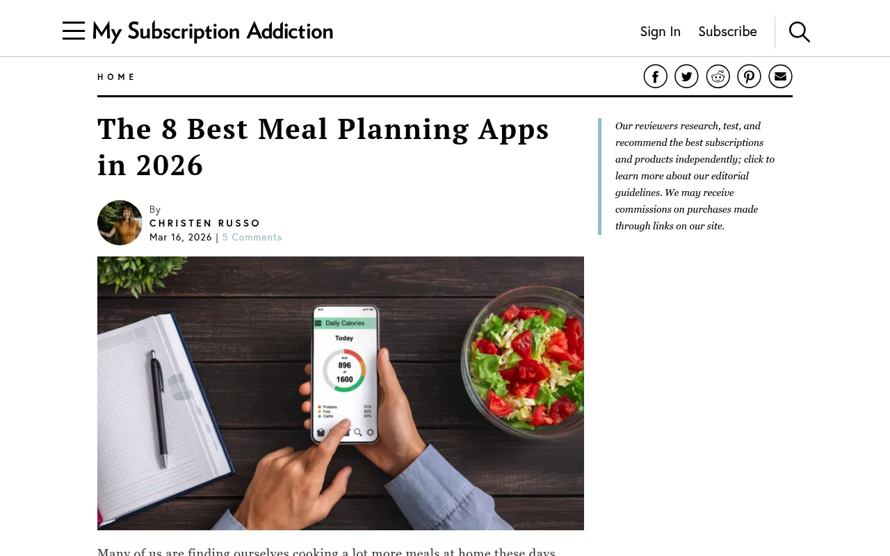 My Subscription Addiction – Best Meal Planning Apps screenshot