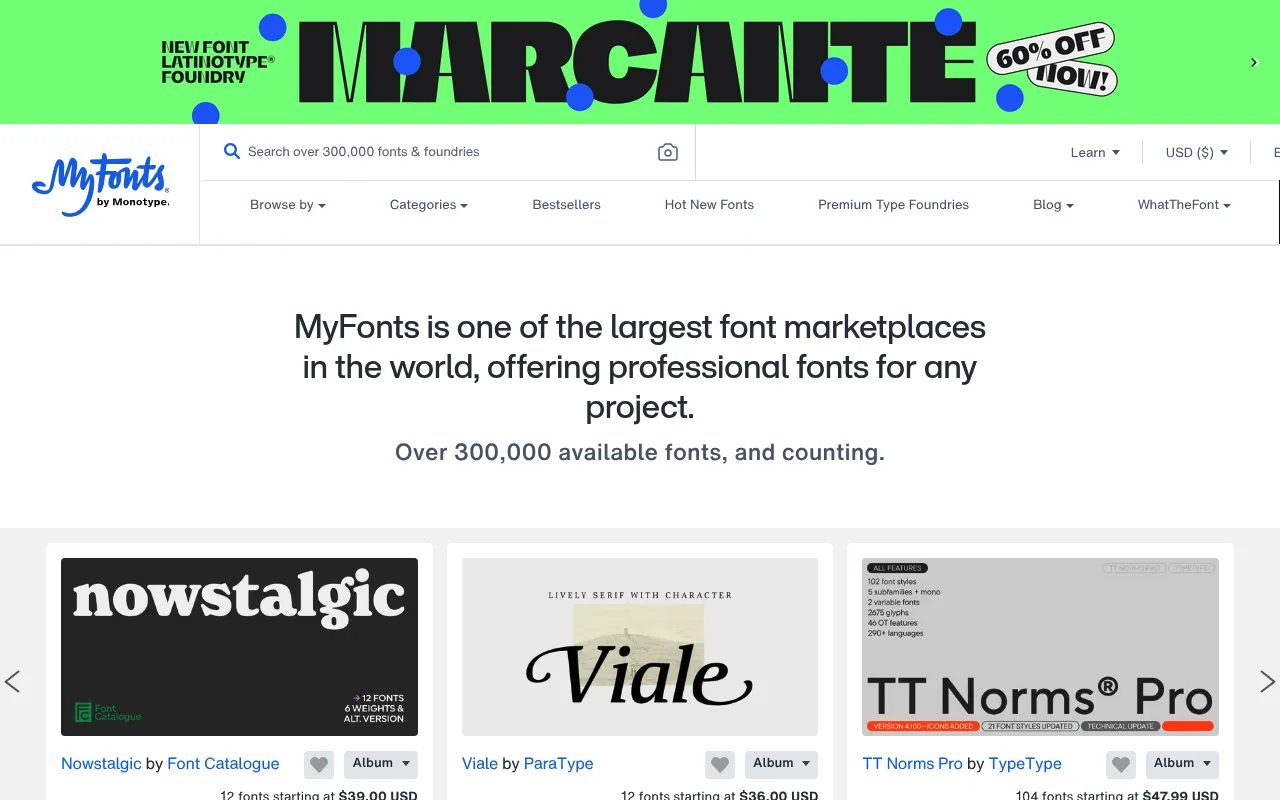 MyFonts screenshot
