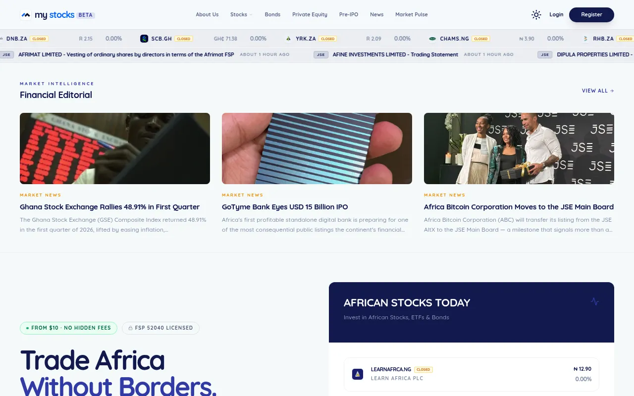mystocks.africa screenshot
