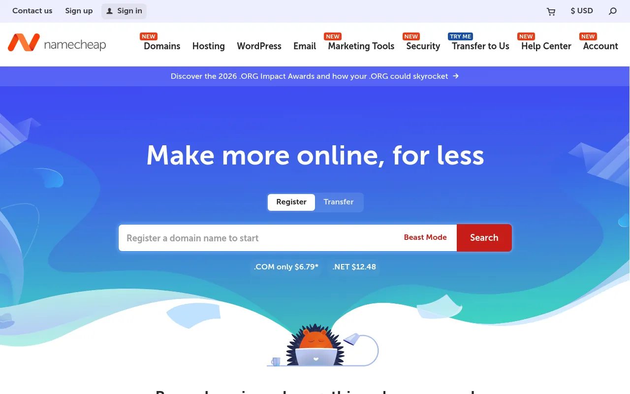Namecheap screenshot