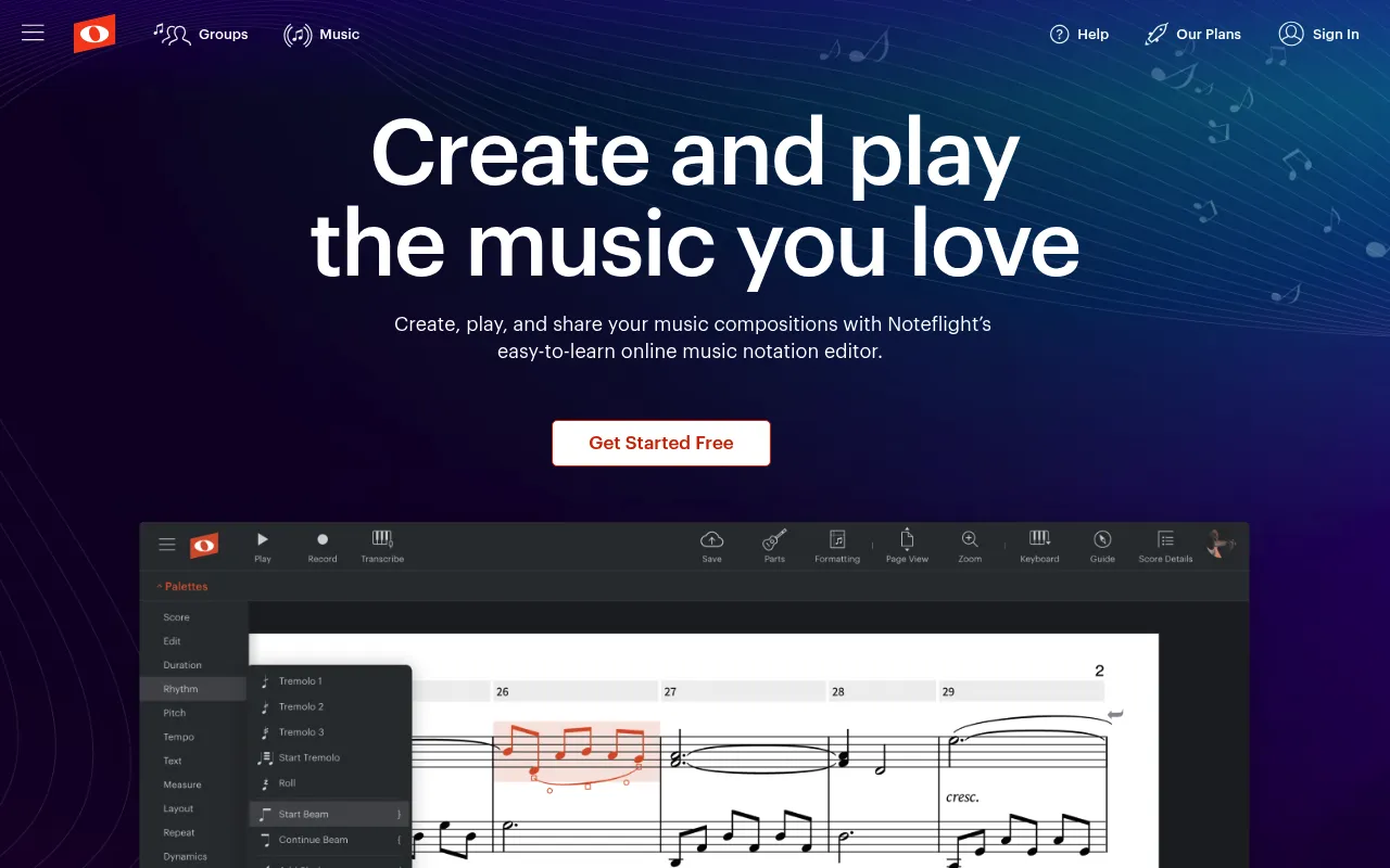 Noteflight screenshot