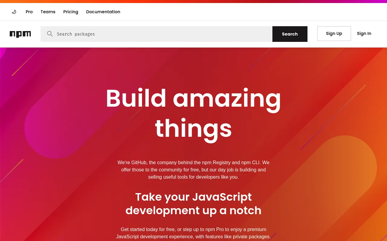 npm screenshot