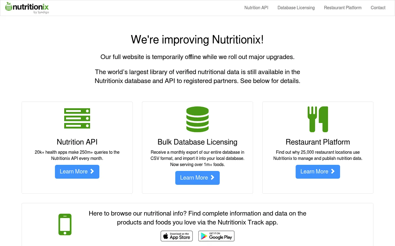 Nutritionix screenshot