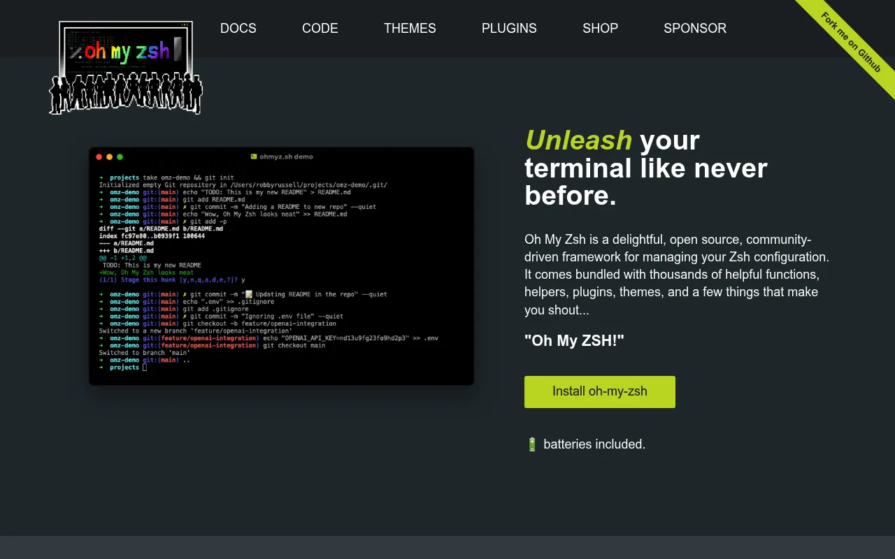 Oh My Zsh screenshot
