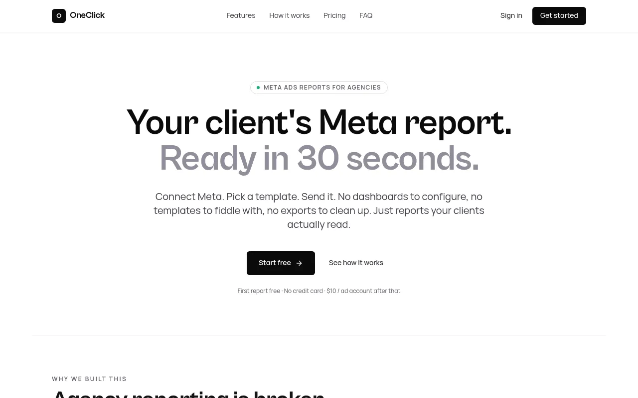 OneClick Reports screenshot