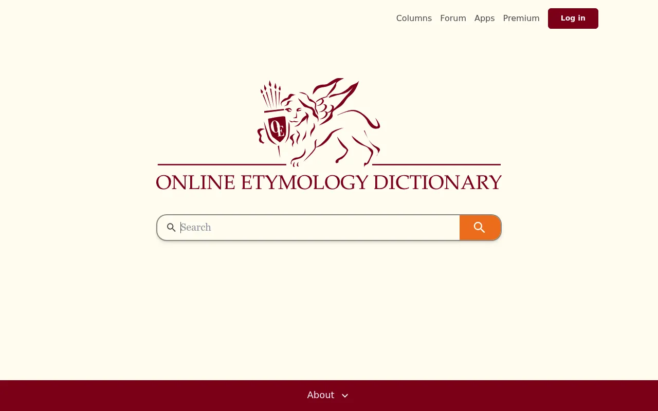 Online Etymology Dictionary screenshot