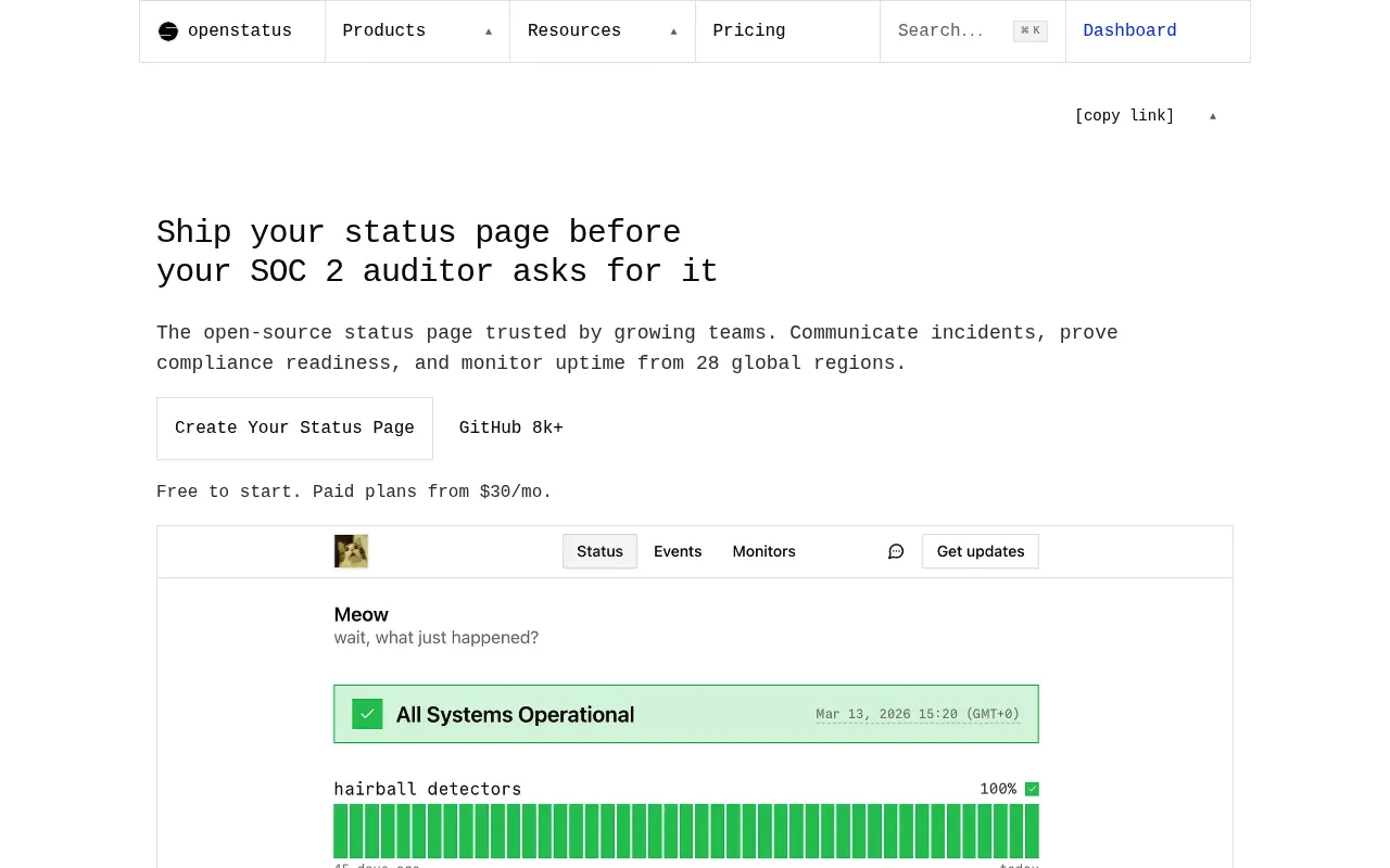 OpenStatus screenshot