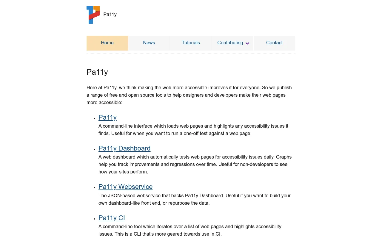 Pa11y screenshot