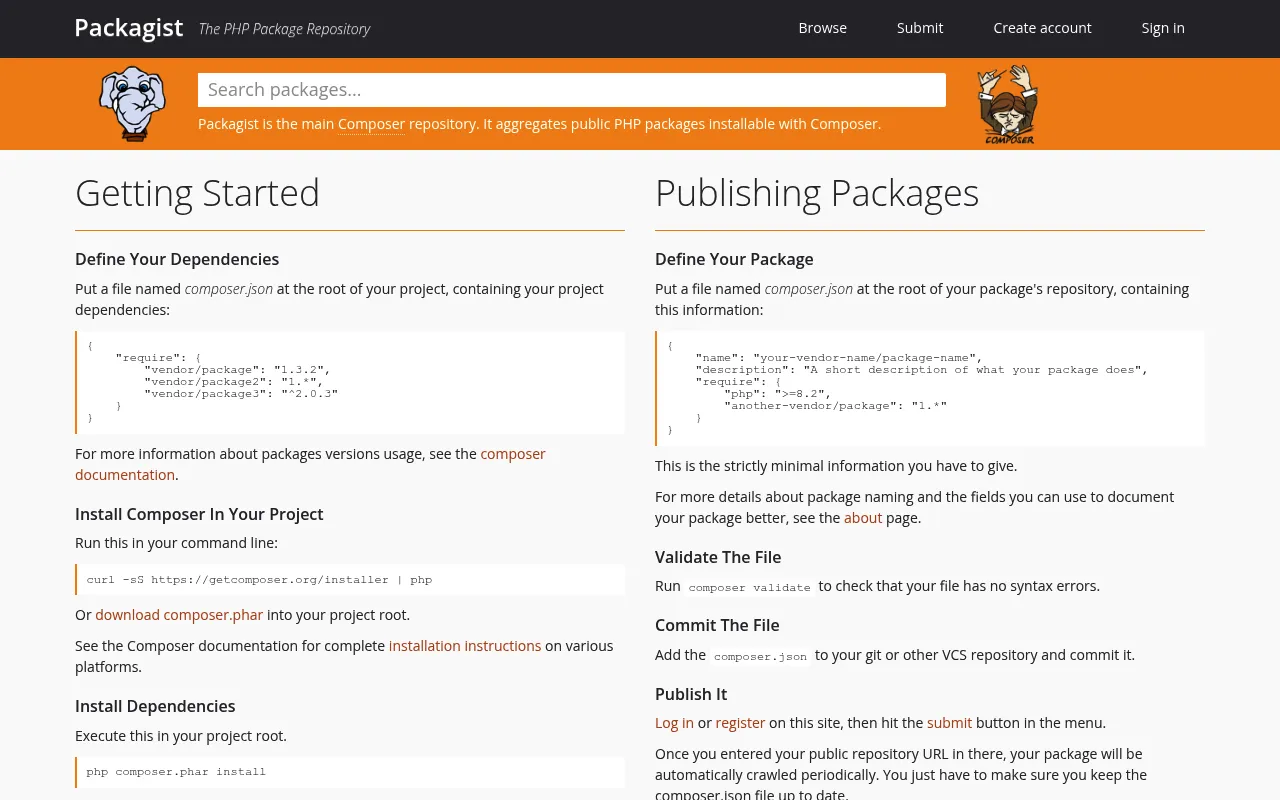 Packagist screenshot