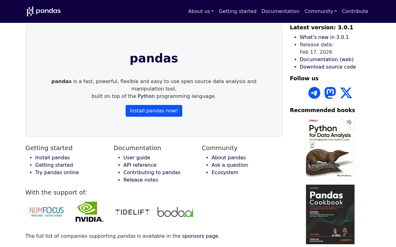 pandas screenshot
