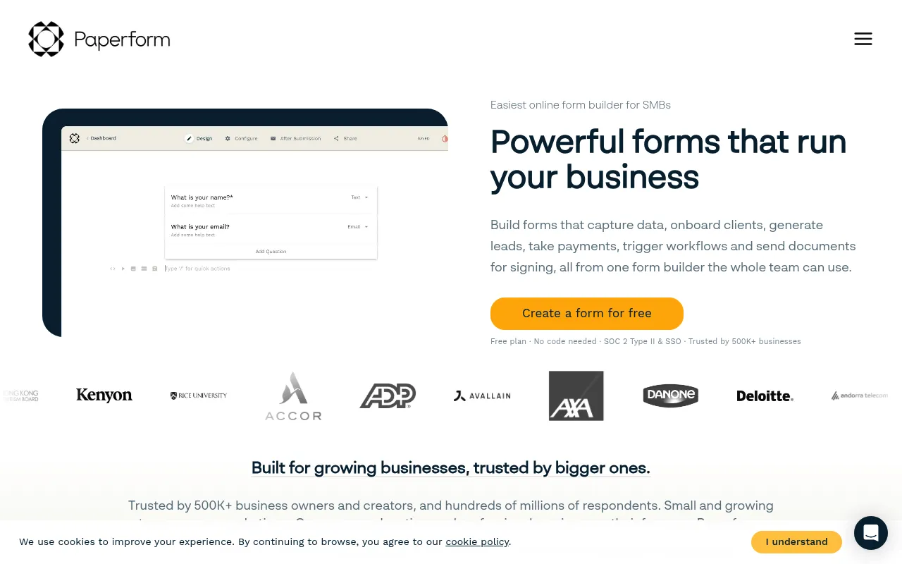 Paperform screenshot