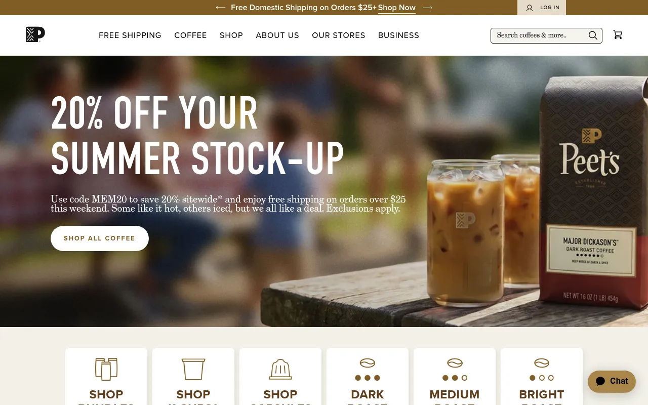Peet's Coffee screenshot