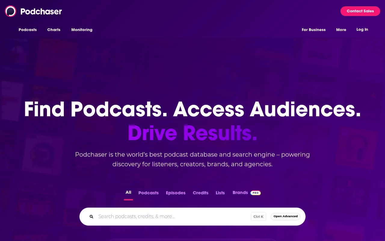 Podchaser screenshot