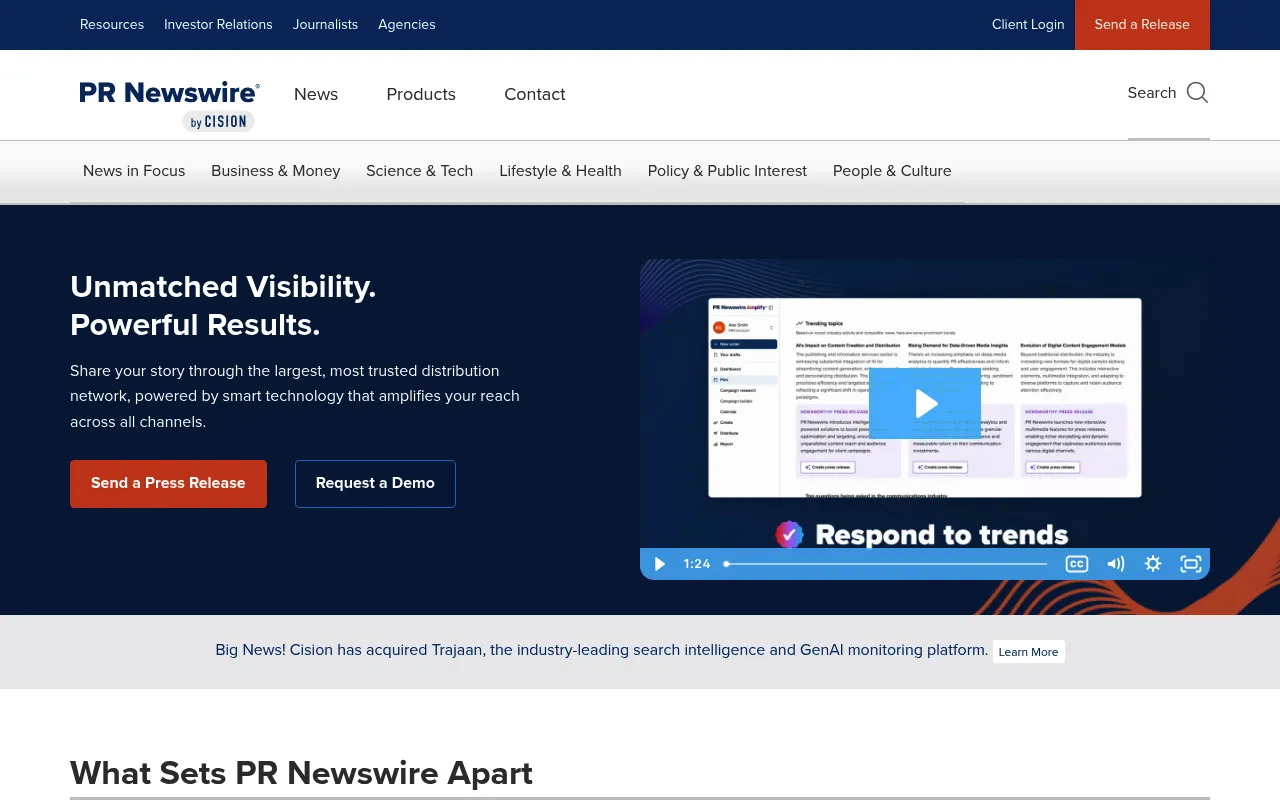 PR Newswire screenshot